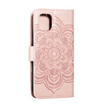 Custodia in pelle a ribalta orizzontale con motivo a goffratura mandala per iPhone XIR (2019), con supporto e fessure per carte e portafoglio, cornice per foto e cordino, For iPhone 11