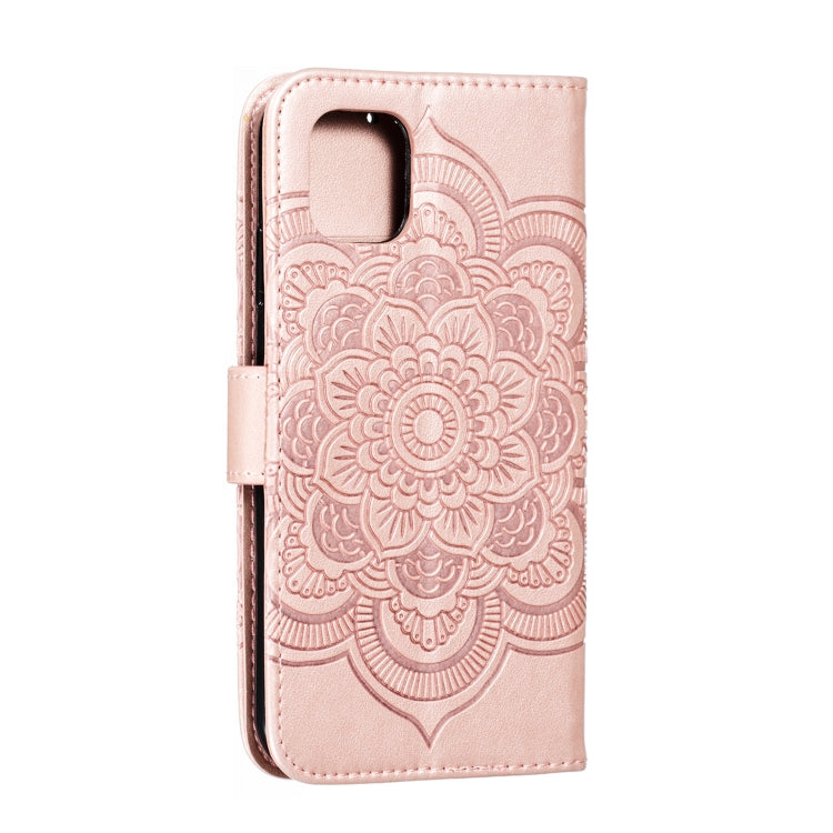 Custodia in pelle a ribalta orizzontale con motivo a goffratura mandala per iPhone XIR (2019), con supporto e fessure per carte e portafoglio, cornice per foto e cordino, For iPhone 11