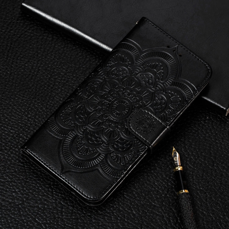 Custodia in pelle a ribalta orizzontale con motivo a goffratura mandala per iPhone XIR (2019), con supporto e fessure per carte e portafoglio, cornice per foto e cordino, For iPhone 11
