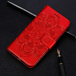 Custodia in pelle a ribalta orizzontale con motivo a goffratura mandala per iPhone XIR (2019), con supporto e fessure per carte e portafoglio, cornice per foto e cordino, For iPhone 11
