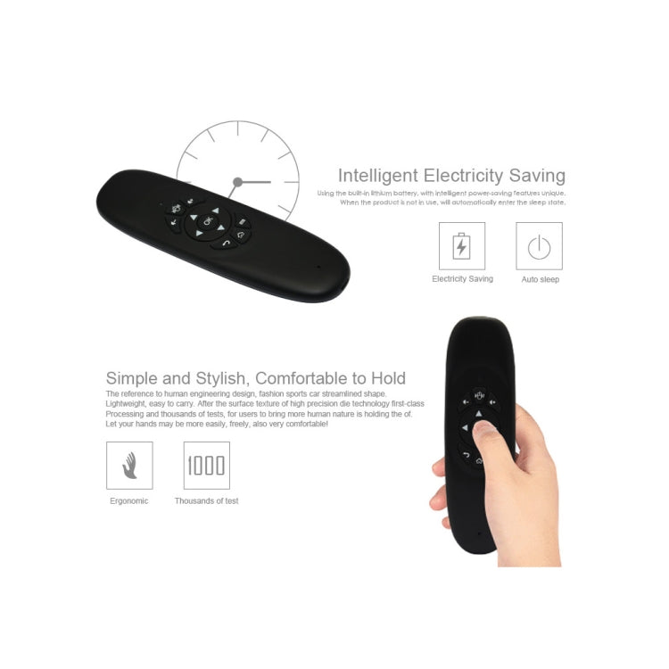 Mouse remoto wireless mini tastiera C120 2.4G con 3 giroscopi e sensore di gravità 3 per PC / HTPC / IPTV / Smart TV e Android TV Box ecc.