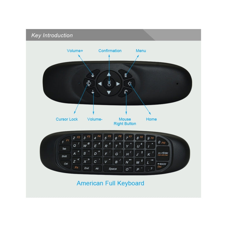 Mouse remoto wireless mini tastiera C120 2.4G con 3 giroscopi e sensore di gravità 3 per PC / HTPC / IPTV / Smart TV e Android TV Box ecc.