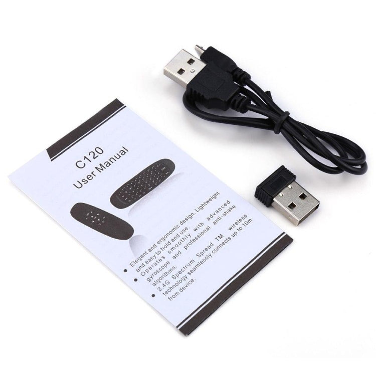Mouse remoto wireless mini tastiera C120 2.4G con 3 giroscopi e sensore di gravità 3 per PC / HTPC / IPTV / Smart TV e Android TV Box ecc.