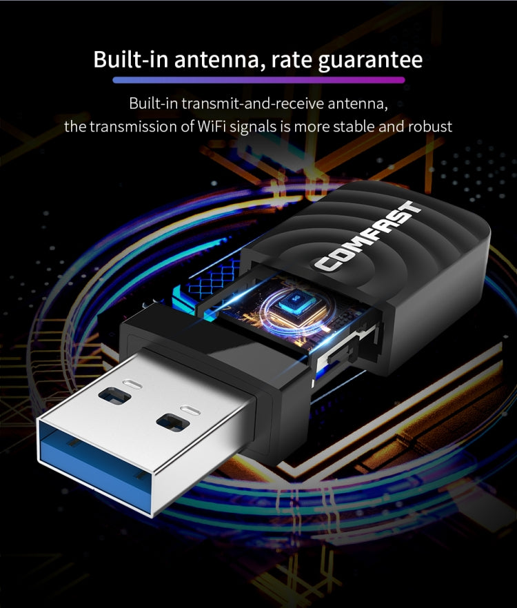 Adattatore WiFi USB COMFAST CF-812AC-1300 Mbps USB di Rete Wireless WiFi, CF-812AC