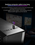 Adattatore WiFi USB COMFAST CF-812AC-1300 Mbps USB di Rete Wireless WiFi, CF-812AC