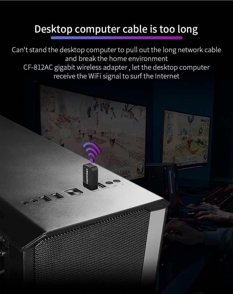Adattatore WiFi USB COMFAST CF-812AC-1300 Mbps USB di Rete Wireless WiFi, CF-812AC