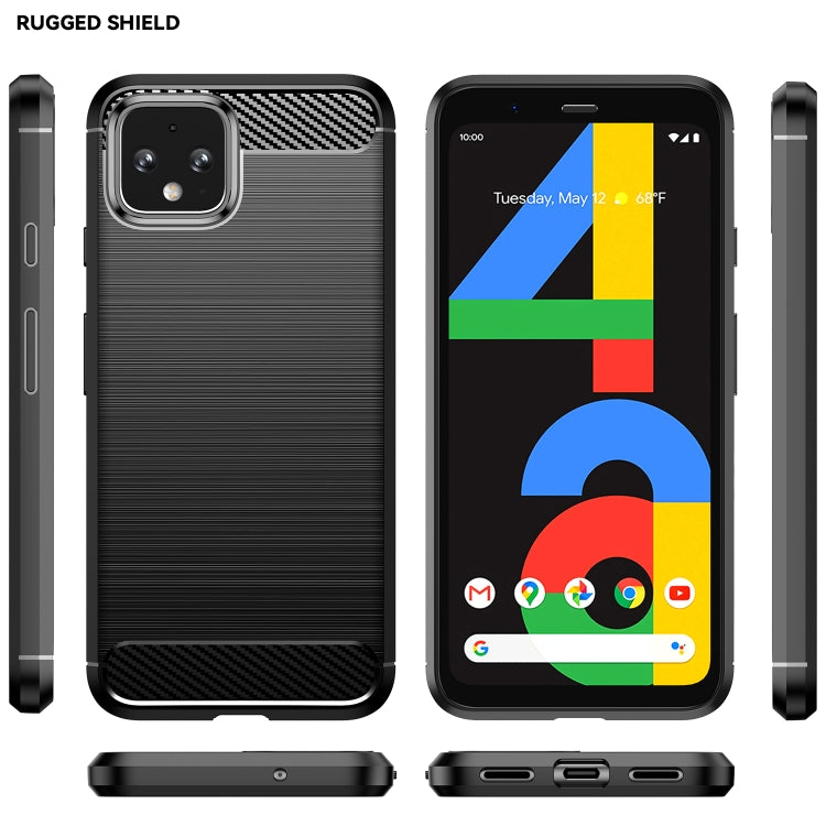 Custodia in TPU in fibra di carbonio con texture spazzolata per Google Pixel 4, For Google Pixel 4