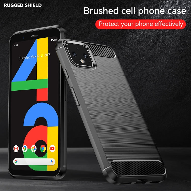 Custodia in TPU in fibra di carbonio con texture spazzolata per Google Pixel 4, For Google Pixel 4