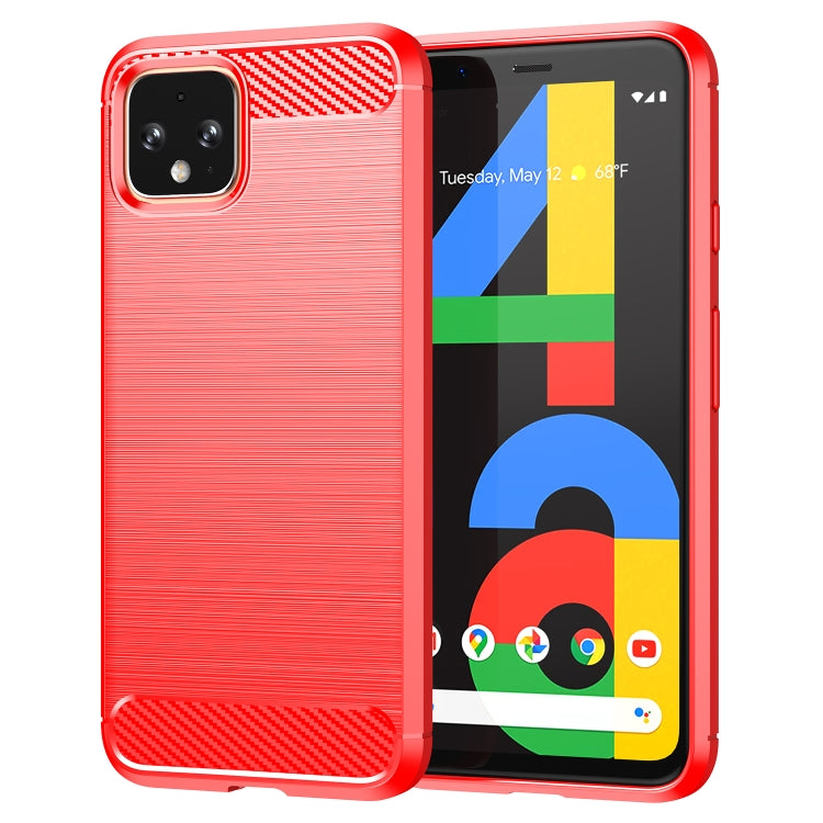 Custodia in TPU in fibra di carbonio con texture spazzolata per Google Pixel 4, For Google Pixel 4