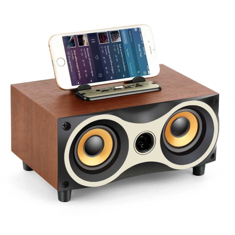 Altoparlante portatile wireless in legno Subwoofer Stero Radio FM Altoparlanti Bluetooth da tavolo, Brown Wooden