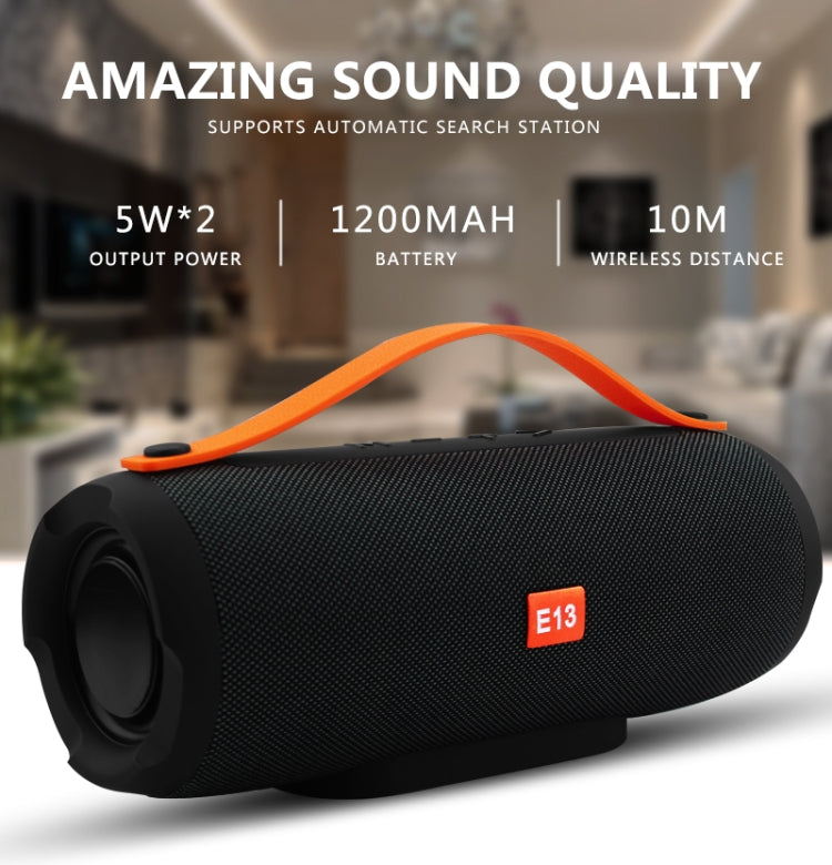 E13 Mini Altoparlante portatile senza fili Bluetooth Vivavoce stereo Radio Musica Subwoofer Altoparlanti a colonna con TF FM, RED, BLUE, BLACK