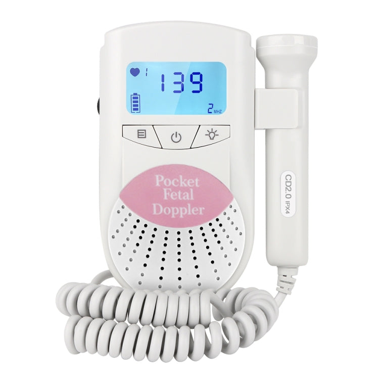 FD-100 Doppler fetale digitale ad ultrasuoni Rilevatore di battito cardiaco del bambino Monitor LED Stetoscopio Doppler fetale tascabile prenatale digitale (rosa), FD-100  (Pink)