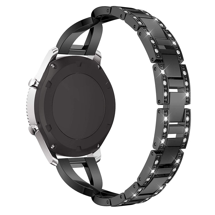 Per Samsung Gear S3 / Ticwatch Pro / HUAWEI GT Cinturino universale in metallo con diamanti da 22 mm, black, Silver, gold, Rose gold