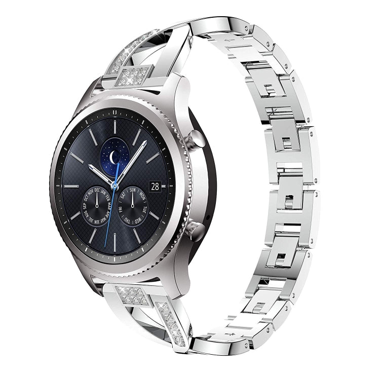 Per Samsung Gear S3 / Ticwatch Pro / HUAWEI GT Cinturino universale in metallo con diamanti da 22 mm, black, Silver, gold, Rose gold