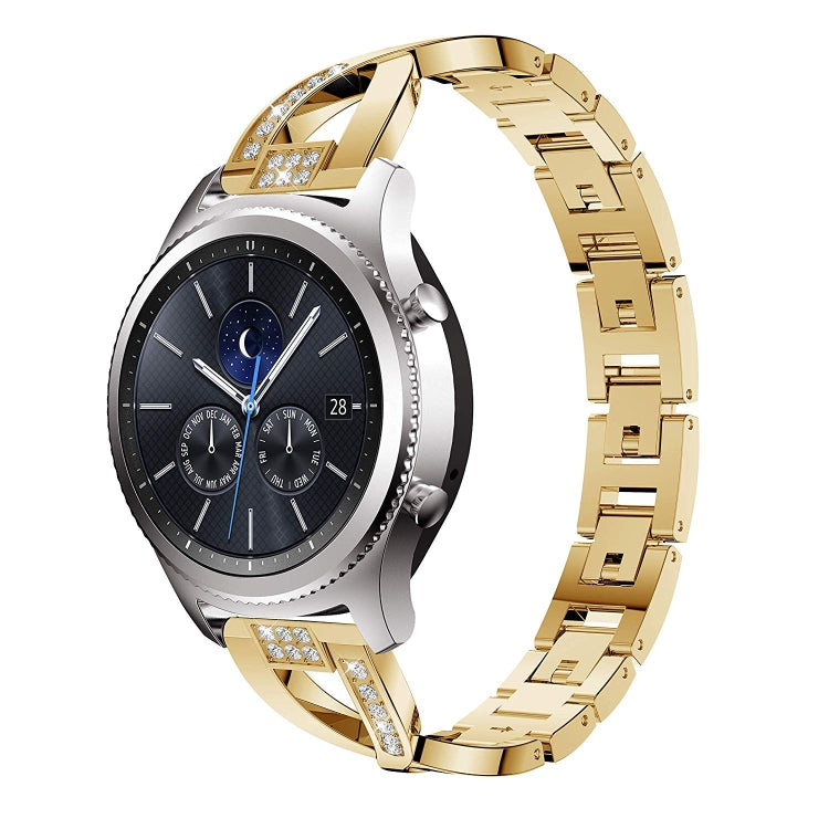 Per Samsung Gear S3 / Ticwatch Pro / HUAWEI GT Cinturino universale in metallo con diamanti da 22 mm, black, Silver, gold, Rose gold