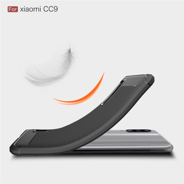 Custodia in TPU in fibra di carbonio con texture spazzolata per Xiaomi Mi CC9
