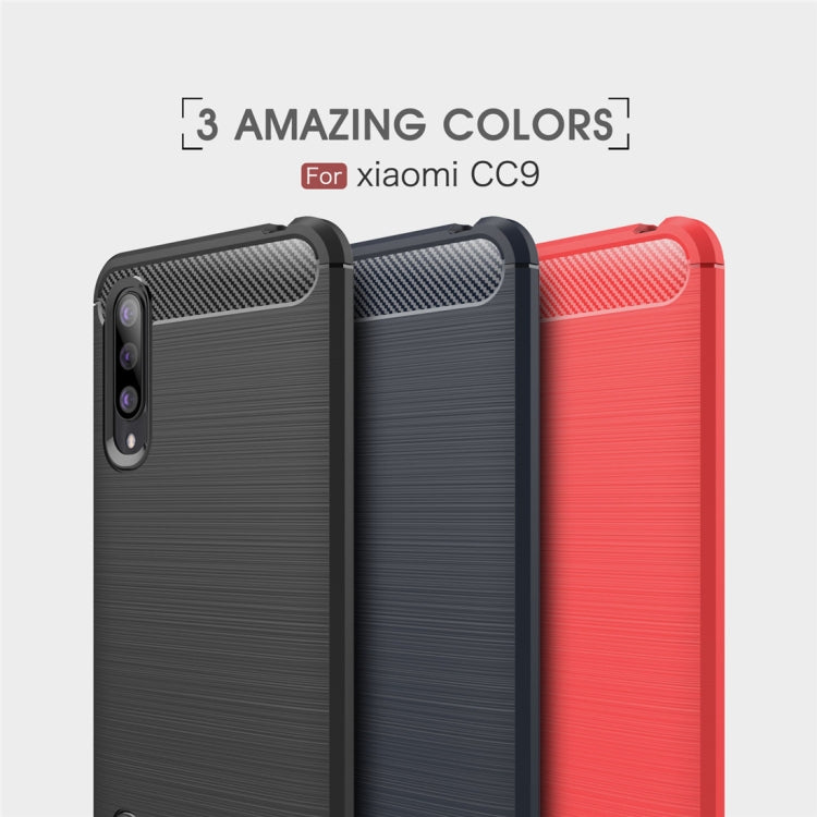 Custodia in TPU in fibra di carbonio con texture spazzolata per Xiaomi Mi CC9