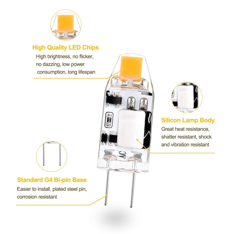 G4 1W 1 LED 110LM Lampadina Lampadario Lampadine in silicone COB super luminose, AC/DC 10-20V
