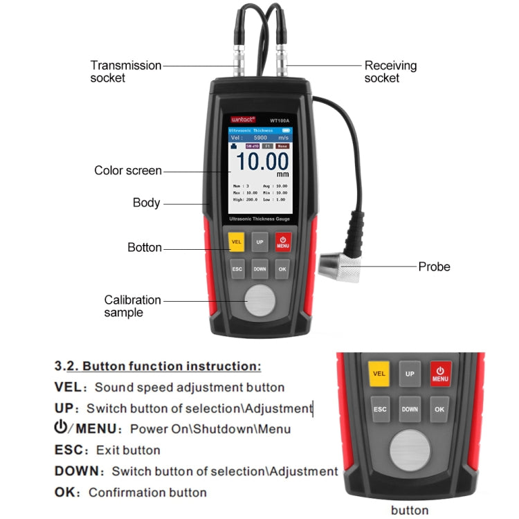 Misuratore spessore ad ultrasuoni digitale WT100A