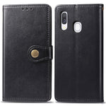 Custodia in pelle di protezione per cellulare con fibbia in pelle tinta unita retrò con cornice per foto e slot per schede e portafoglio e funzione staffa per Galaxy A40, For Galaxy A40