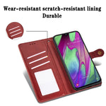 Custodia in pelle di protezione per cellulare con fibbia in pelle tinta unita retrò con cornice per foto e slot per schede e portafoglio e funzione staffa per Galaxy A40, For Galaxy A40