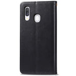 Custodia in pelle di protezione per cellulare con fibbia in pelle tinta unita retrò con cornice per foto e slot per schede e portafoglio e funzione staffa per Galaxy A40, For Galaxy A40