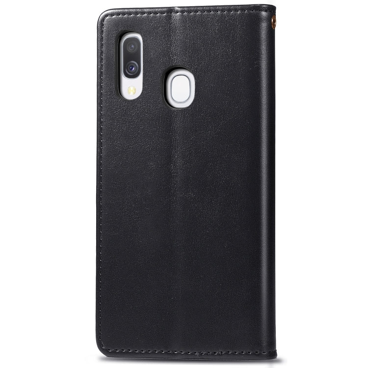 Custodia in pelle di protezione per cellulare con fibbia in pelle tinta unita retrò con cornice per foto e slot per schede e portafoglio e funzione staffa per Galaxy A40, For Galaxy A40