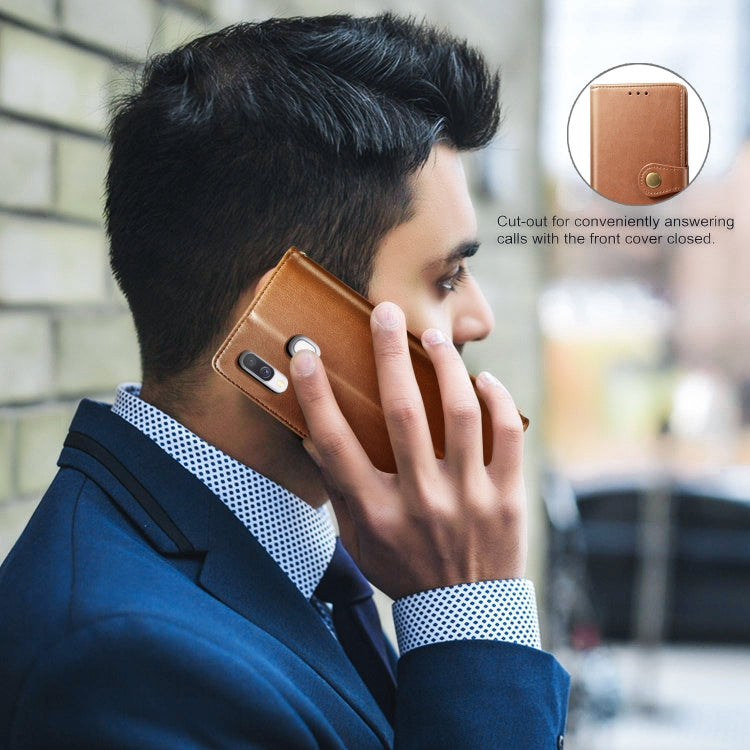 Custodia in pelle di protezione per cellulare con fibbia in pelle tinta unita retrò con cornice per foto e slot per schede e portafoglio e funzione staffa per Galaxy A40, For Galaxy A40