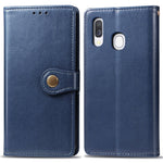 Custodia in pelle di protezione per cellulare con fibbia in pelle tinta unita retrò con cornice per foto e slot per schede e portafoglio e funzione staffa per Galaxy A40, For Galaxy A40