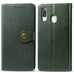 Custodia in pelle di protezione per cellulare con fibbia in pelle tinta unita retrò con cornice per foto e slot per schede e portafoglio e funzione staffa per Galaxy A40, For Galaxy A40