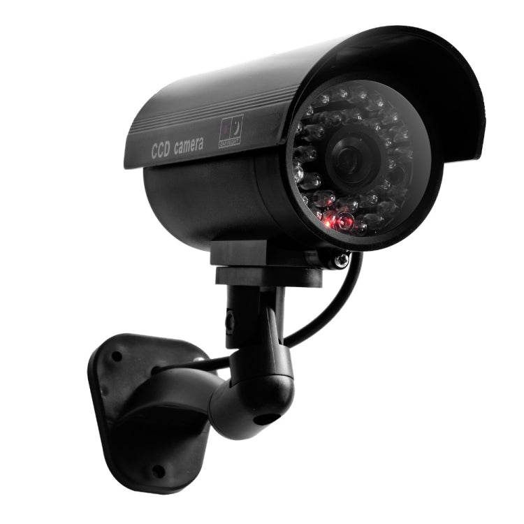 Telecamera CCTV fittizia impermeabile con LED lampeggiante per un allarme di sicurezza dall'aspetto realistico, black, Silver