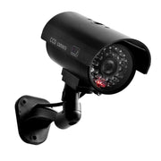 Telecamera CCTV fittizia impermeabile con LED lampeggiante per un allarme di sicurezza dall'aspetto realistico, black, Silver