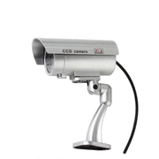 Telecamera CCTV fittizia impermeabile con LED lampeggiante per un allarme di sicurezza dall'aspetto realistico, black, Silver