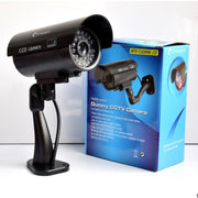 Telecamera CCTV fittizia impermeabile con LED lampeggiante per un allarme di sicurezza dall'aspetto realistico, black, Silver