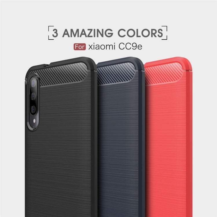 Custodia in TPU in fibra di carbonio con trama spazzolata per Xiaomi Mi CC9e / Xiaomi A3, For Xiaomi Mi CC9e