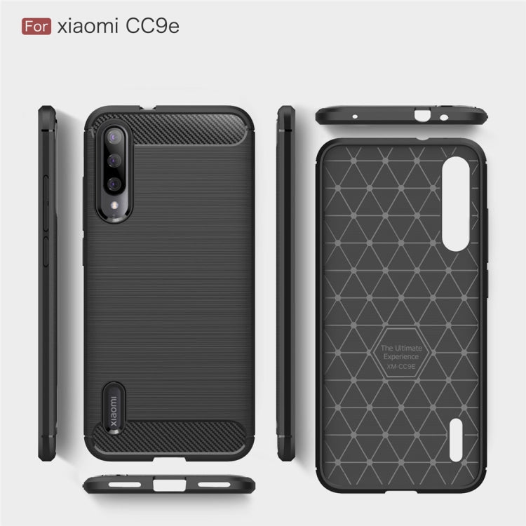 Custodia in TPU in fibra di carbonio con trama spazzolata per Xiaomi Mi CC9e / Xiaomi A3, For Xiaomi Mi CC9e