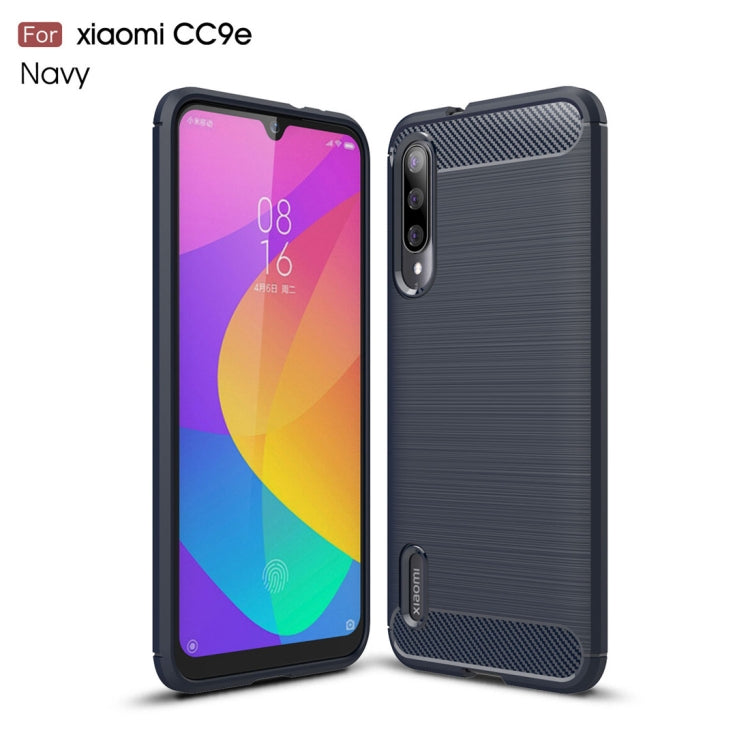 Custodia in TPU in fibra di carbonio con trama spazzolata per Xiaomi Mi CC9e / Xiaomi A3, For Xiaomi Mi CC9e