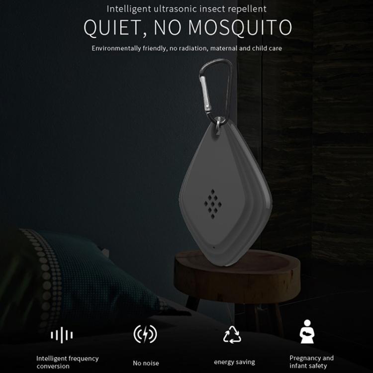 Repellente per zanzare da esterno Repellente per insetti ad ultrasuoni portatile Insetticida Ricarica USB Conversione di frequenza intelligente, Black, White