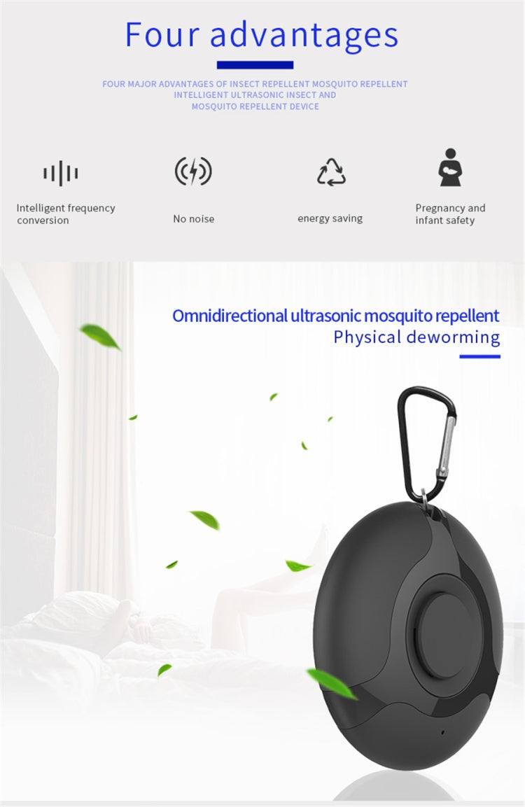 Ultrasonic Mosquito Repellent Electronics Scarafaggio Spider Ricarica USB Smart Mosquito Drive, Black, White