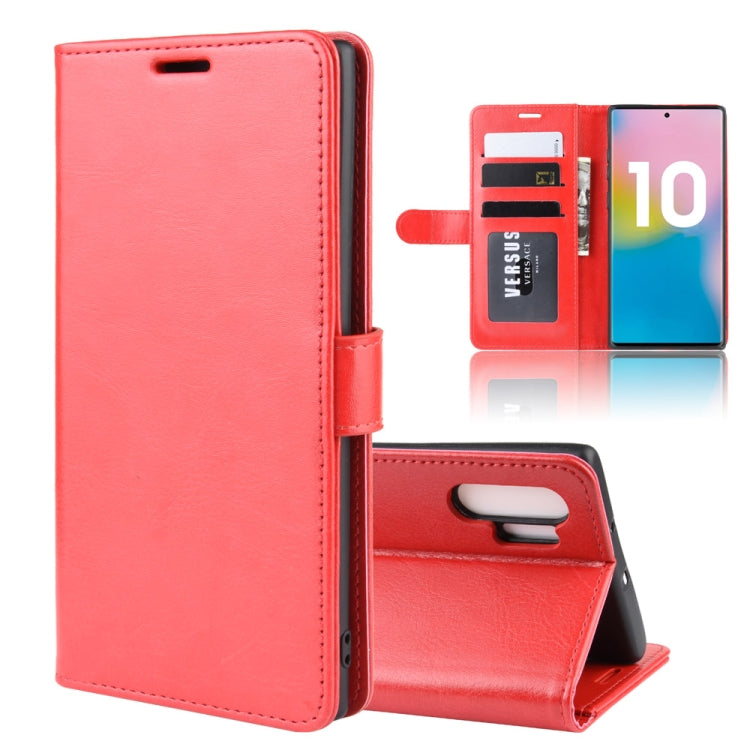 R64 Texture Custodia in pelle pieghevole orizzontale singola per Galaxy Note 10+, con supporto, slot per carte e portafoglio, For Galaxy Note 10+