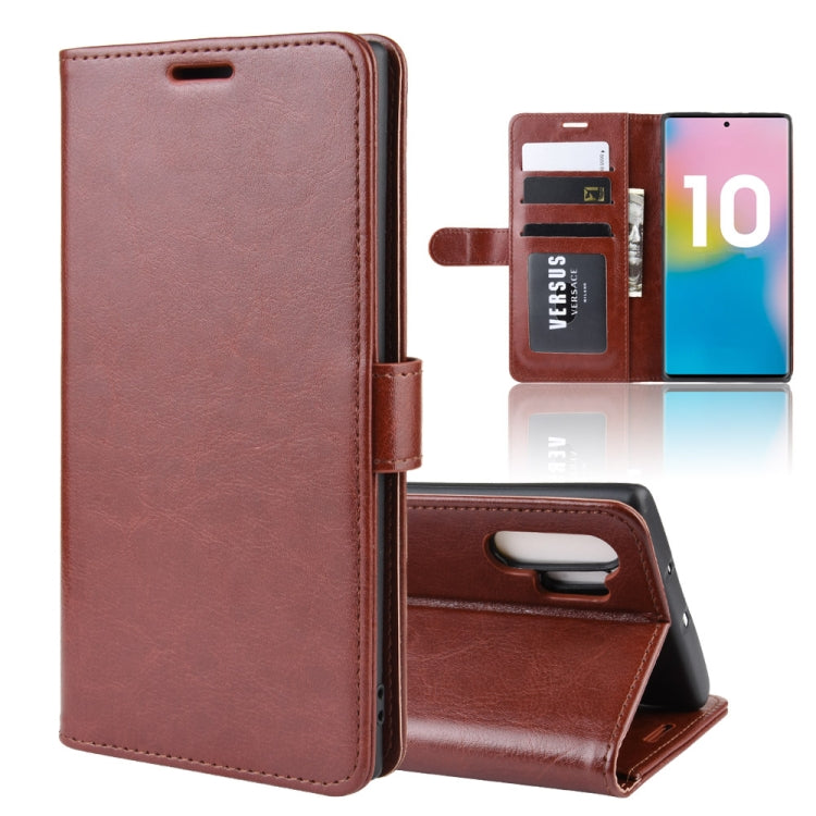 R64 Texture Custodia in pelle pieghevole orizzontale singola per Galaxy Note 10+, con supporto, slot per carte e portafoglio, For Galaxy Note 10+
