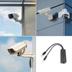 Splitter Power Over Ethernet Ingresso 48 V e uscita 12 V Adattatore splitter PoE 48 V, consente alla telecamera IP 12 V CC di diventare telecamera POE, Power Over Ethernet Splitter