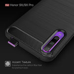 Custodia in TPU in fibra di carbonio con trama spazzolata per Huawei Honor 9X / 9X Pro, For Huawei Honor 9X