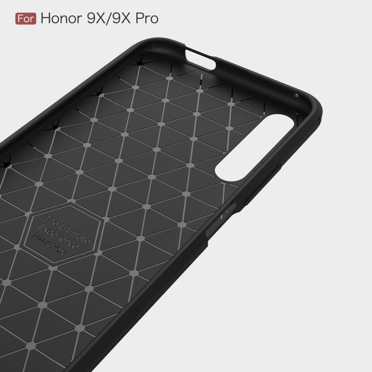 Custodia in TPU in fibra di carbonio con trama spazzolata per Huawei Honor 9X / 9X Pro, For Huawei Honor 9X