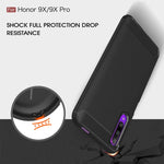 Custodia in TPU in fibra di carbonio con trama spazzolata per Huawei Honor 9X / 9X Pro, For Huawei Honor 9X