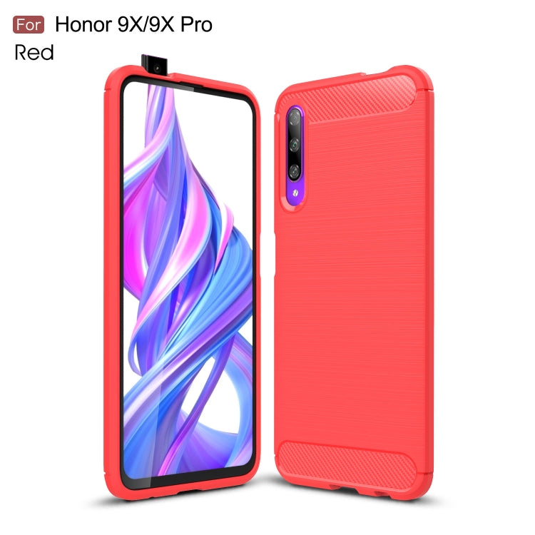 Custodia in TPU in fibra di carbonio con trama spazzolata per Huawei Honor 9X / 9X Pro, For Huawei Honor 9X