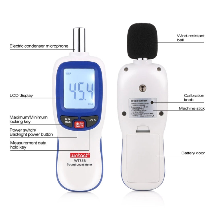 Misuratore di livello sonoro digitale WT85B 30-130 dBA