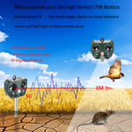 Repellente per animali solare ad ultrasuoni per esterni Sensore repellente per topi parassiti Giardino Uccello Gatto Cane Repellente per volpe Tenere lontani gli animali, Repellent