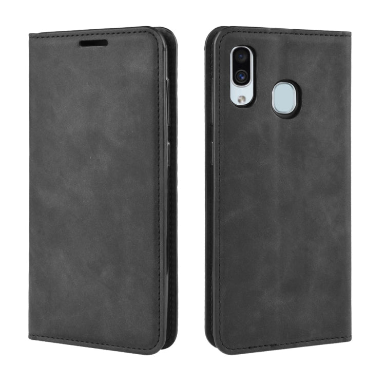 Custodia in pelle con ventosa magnetica per affari in pelle retrò con supporto per borsa-mandrino per Galaxy A30, For Galaxy A30