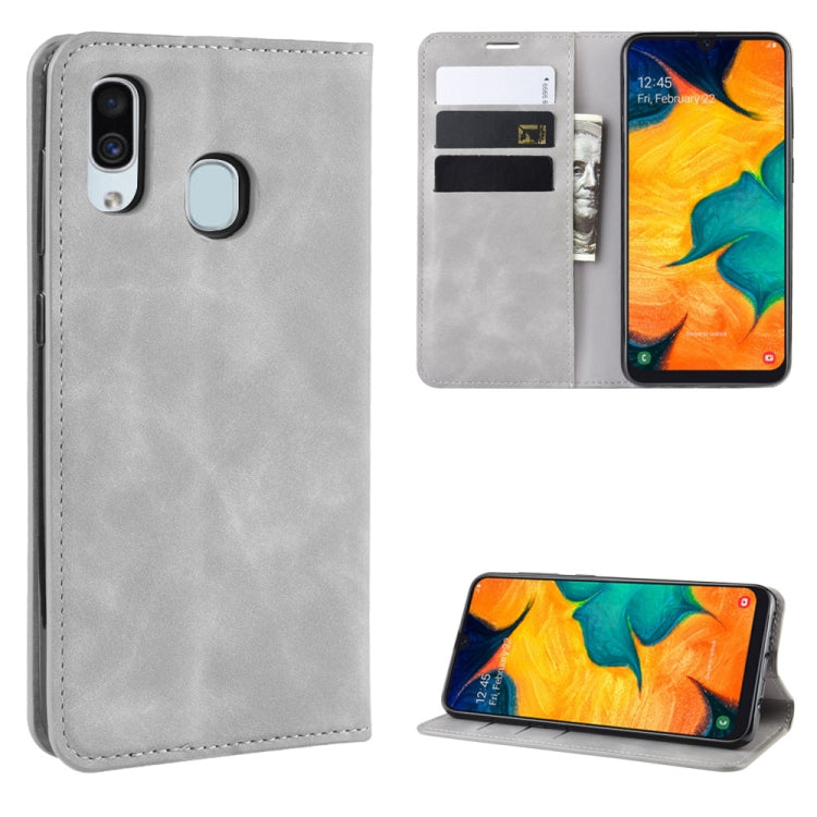 Custodia in pelle con ventosa magnetica per affari in pelle retrò con supporto per borsa-mandrino per Galaxy A30, For Galaxy A30